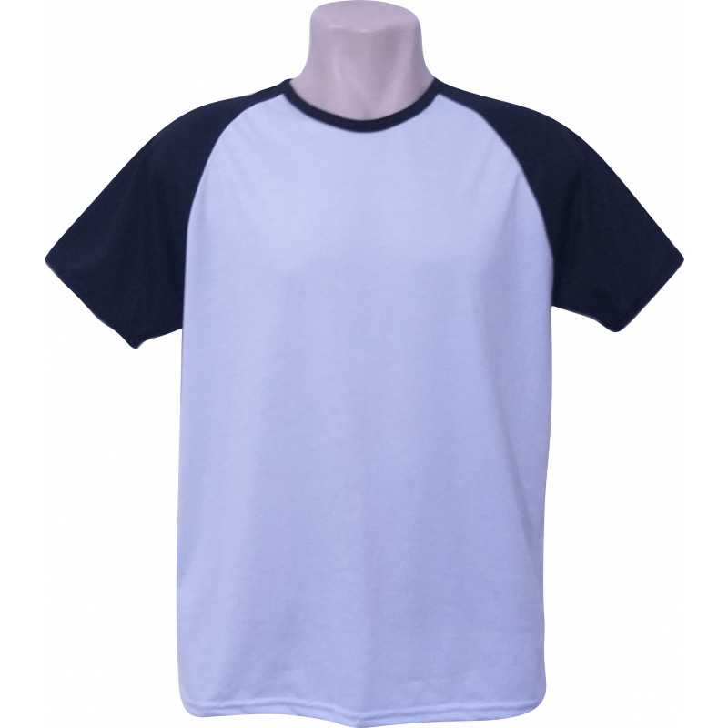 Camiseta Branca Raglan Manga Preta 100 Poliester Para Sublimacao