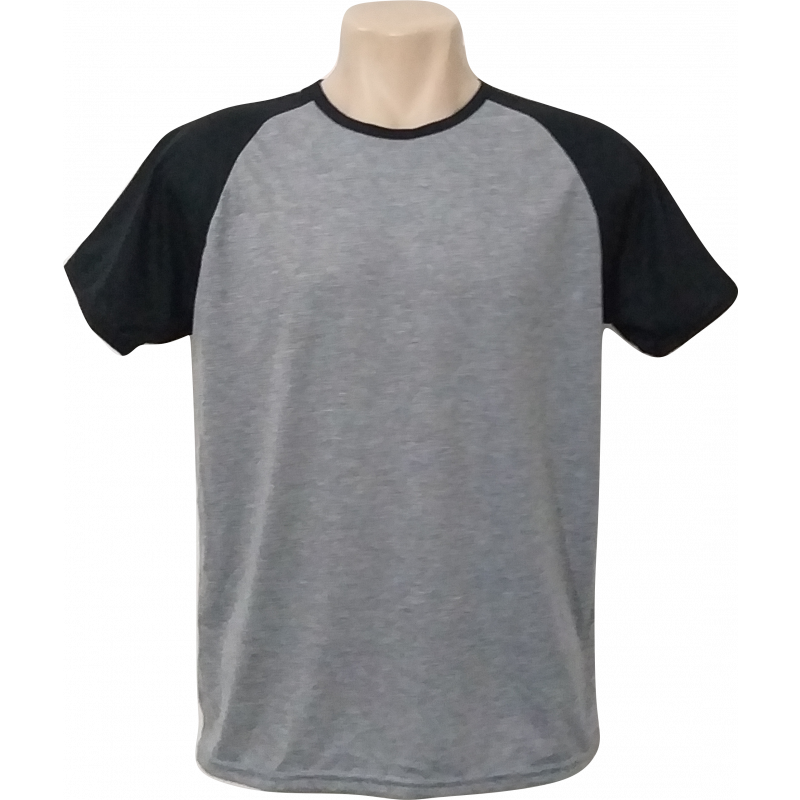 Camiseta cinza mescla com manga preta clearance