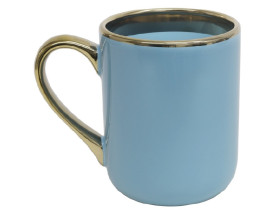 CANECA CERAMICA 325ML AZUL IMPERIAL  INTERNA/ALCA OURO