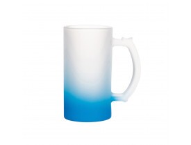 Caneca de Chopp  em Vidro Jateado Degrade Azul - 475ml