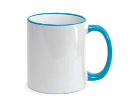 CANECA PARA SUBLIMAÇÃO ALÇA E BORDA AZUL CLARO