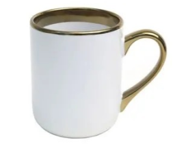 CANECA CERAMICA 325ML BRANCO IMPERIAL  INTERNA/ALCA OURO
