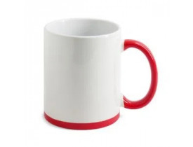 CANECA CERAMICA - 325 ML - BRANCO - ALÇA / BASE VERMELHO PARA SUBLIMAÇÃO