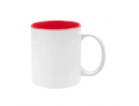 CANECA CERAMICA - 325ML - BRANCO/ INTERIOR VERMELHA PARA SUBLIMAÇÃO