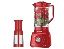 Liquidificador Mondial L-99 com Filtro Copo de Plástico com 3 Velocidades + Pulsar 550W Vermelho 110V 