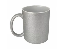 CANECA CERÂMICA COM GLITTER PRATA PARA SUBLIMAÇÃO