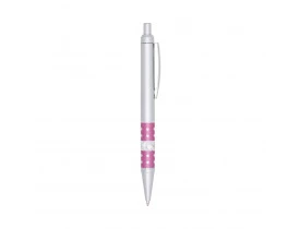 Caneta Plástica para Personalizar com Detalhe Rosa - UNIDADE