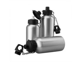 Squeeze Prata Para Sublimação Tampa Dupla com mosquetão  600ML