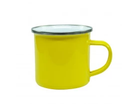 CANECA ENAMEL 350 ML AMARELA BORDA PRATA PARA SUBLIMAÇÃO