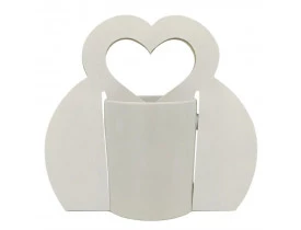06 CAIXINHAS TIPO BOLSA BRANCA SUBLIMÁTICA PARA CANECA COM ALÇA CORAÇÃO