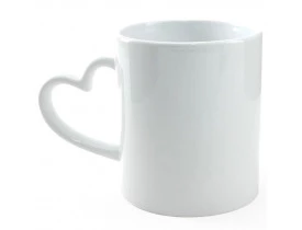 Caneca Branca para Sublimação Alça Coração 