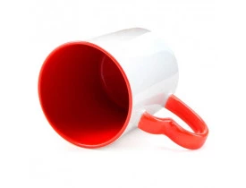 Caneca Colorida Vermelha para Sublimação Alça Coração 