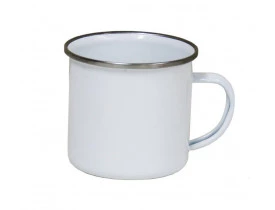 CANECA SUBLIMÁTICA 350ML ESMALTADA BORDA PRATA
