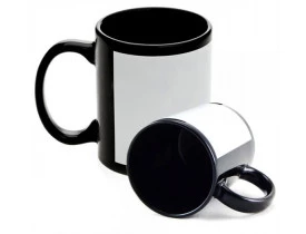 CANECA TARJA BRANCA/PRETA PARA SUBLIMAÇAO 325ML/11OZ - NOVO