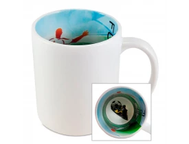 CANECA BRANCA PARA SUBLIMAÇÃO COM INTERIOR TEMÁTICO FUTEBOL