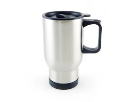 CANECA TÉRMICA INOX C/ TAMPA PRETA - 475 ML 