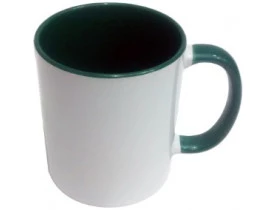 CANECA PARA SUBLIMAÇÃO ALÇA E INTERIOR VERDE ESCURO