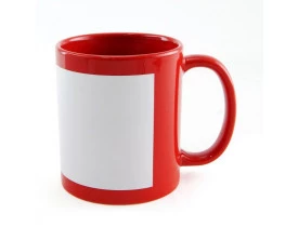 Caneca Ceramica Vermelha Com Tarja Branca Sublimação