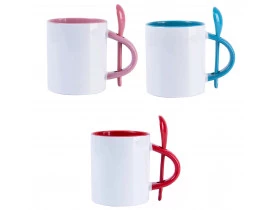Caneca Para Sublimação De Cerâmica Branca Com Colher, Alça E Interior  - NOVO 