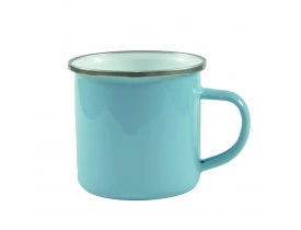 CANECA ENAMEL 350 ML VERDE MENTA BORDA PRATA PARA SUBLIMAÇÃO