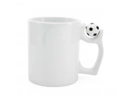 Caneca Branca com Alça de Bola de Futebol para Sublimação