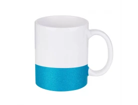 CANECA CERAMICA - 325 ML - BRANCA - GLITTER NA BASE - AZUL 