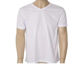 CAMISETA BRANCA PREMIUM GOLA V 100% POLIÉSTER PARA SUBLIMAÇÃO