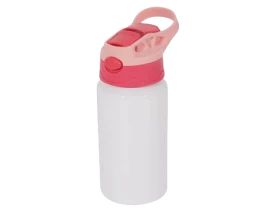 SQUEEZE TÉRMICO EM AÇO INOX COR BRANCA COM TAMPA ROSA E VERMELHA 350ML PARA SUBLIMAÇÃO