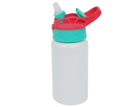 SQUEEZE DE ALUMINIO BRANCO PARA SUBLIMAÇÃO TAMPA VERMELHO E VERDE 500ML
