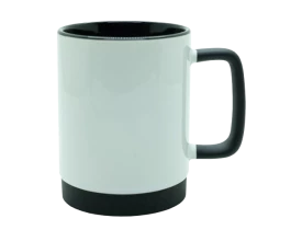 Caneca para Sublimação de Cerâmica Branca com Alça Soft e Base em Silicone com Interior Preta