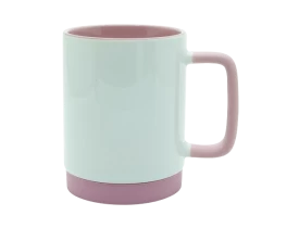 Caneca para Sublimação de Cerâmica Branca com Alça Soft e Base em Silicone com Interior Rosa