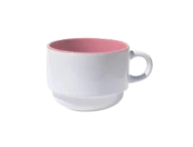 Xícara Cerâmica Branca 150ML  Interior Rosa  para Sublimação
