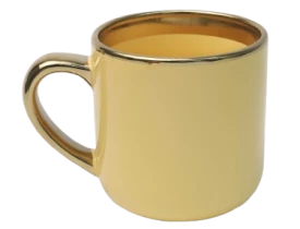Caneca Imperial Cerâmica Amarela para Sublimação com Alça e Borda Ouro - 400ml