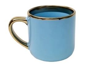 Caneca Imperial Cerâmica Azul para Sublimação com Alça e Borda Ouro - 400ml