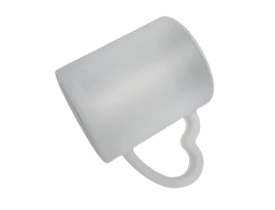  CANECA VIDRO 325ML FOSCA ALÇA CORAÇÃO 9CM PARA SUBLIMAÇÃO