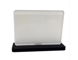 PLACA 10X7CM ACRILICO RETROVERSO BASE 6MM ADESIVO FIBRA PRETA	