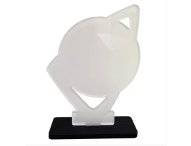 TROFEU 111X155MM ACRILICO 4MM RETROVERSO BASE 6MM CRU ADESIVADO FIBRA PRETA	