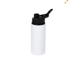 GARRAFA DE ALUMINIO 600ML BRANCA TAMPA FLIP PARA SUBLIMAÇÃO