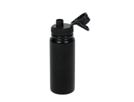 Garrafa Térmica de Aço Inox Tampa com Alça Preto Fosco 600ml