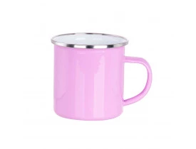 CANECA ENAMEL 350 ML LAVANDA BRILHANTE BORDA PRATA PARA SUBLIMAÇÃO