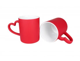 Caneca Mágica Vermelha Para Sublimação Alça Coração Fosca - MECOLOUR