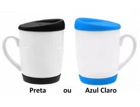 CANECA PORCELANA TAMPA E BASE SILICONE COLORIDA PARA SUBLIMAÇÃO