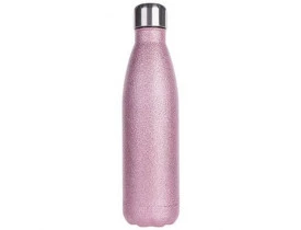 GARRAFA AÇO INOX TERMICA COM GLITTER PINK 500 ML PARA SUBLIMAÇÃO