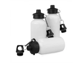 Squeeze Branco Para Sublimação Tampa Dupla com mosquetão 600ml