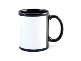 Caneca Ceramica Preta Com Tarja Branca Sublimação - SUBLIME - NACIONAL
