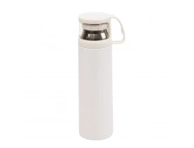 GARRAFA AÇO INOX TERMICA C/ COPO BRANCA 500 ML PARA SUBLIMAÇÃO