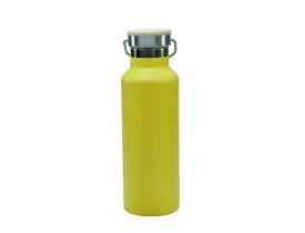 GARRAFA AÇO INOX TAMPA BAMBU TERMICA AMARELO FOSCO 500 ML PARA SUBLIMAÇÃO