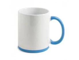 CANECA CERAMICA - 325 ML - BRANCO - ALÇA / BASE AZUL CLARO PARA SUBLIMAÇÃO