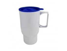 CANECA VEICULAR ALCA QUADRADA POLIMERO COM TAMPA AZUL ROYAL 550 ML