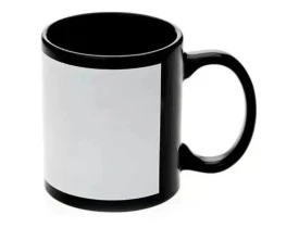 CANECA PRETA COM TARJA BRANCA PARA SUBLIMAÇAO 325ML